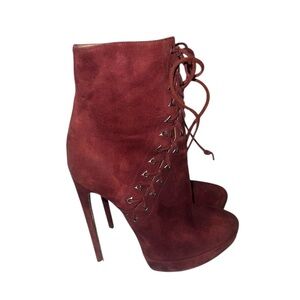 Alaia Burgundy suede hi heel boots Sz 6